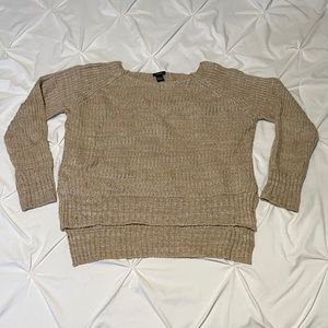 Rue 21 heathered tan light layering sweater with slit sides